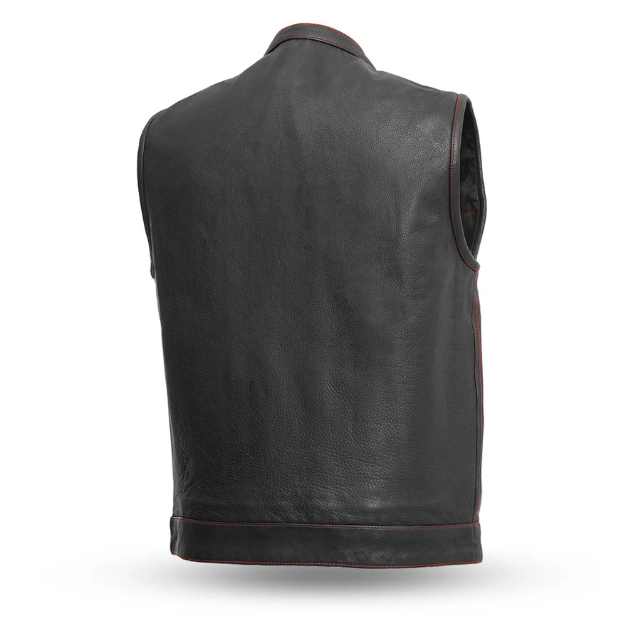 Motorcycle Leather New Club Vest US Flag Liner(Red Stitch)