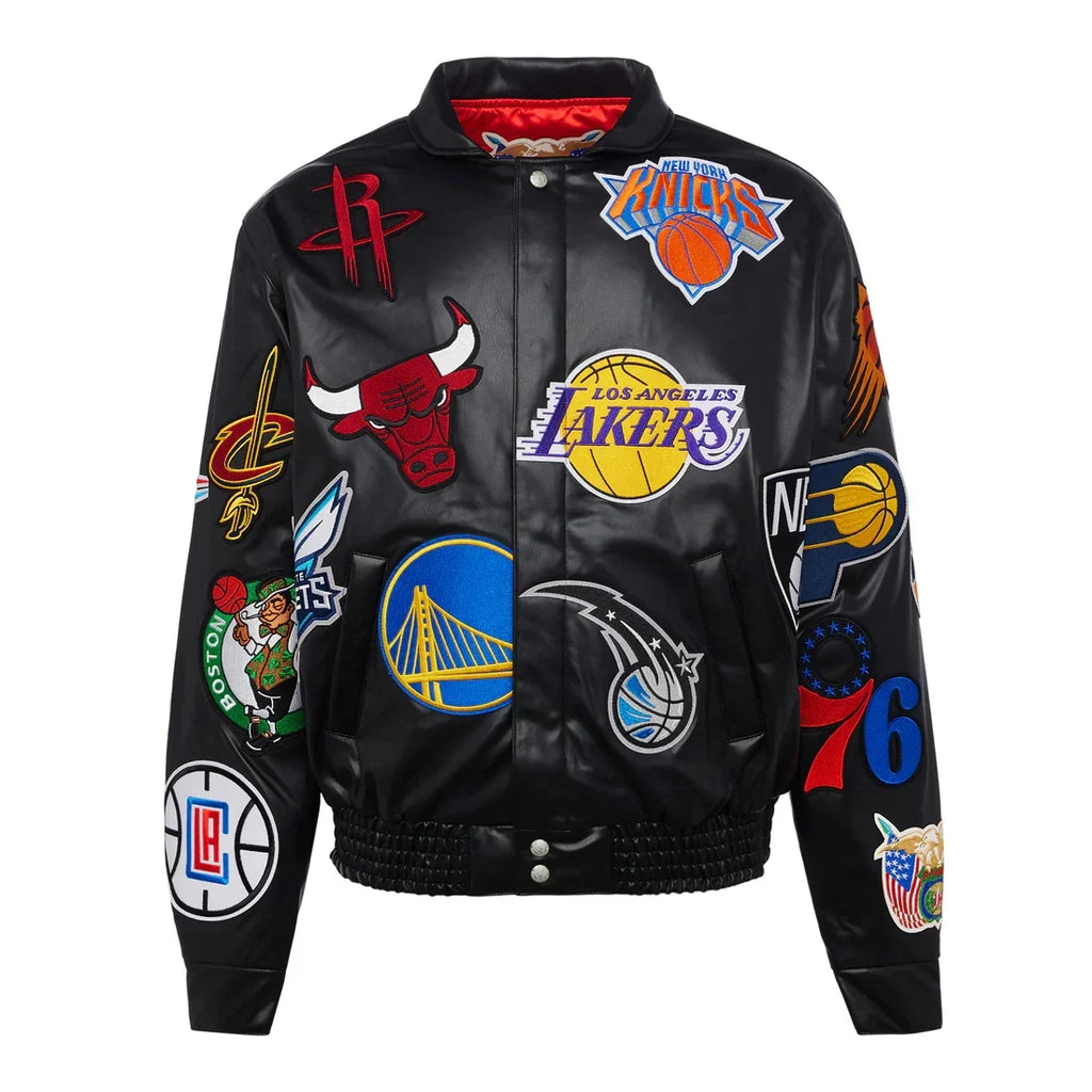 Jeff Hamilton NBA Collage Vegan Leather Jacket