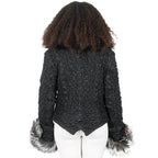 Crinkle Leather Jacket with Fox Fur Lining
