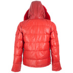 Fox Fur Trim Hood Leather Puffer Jacket