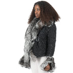 Crinkle Leather Jacket with Fox Fur Lining