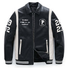Black Zippered Leather Bomber Varsity Trucker Jacket