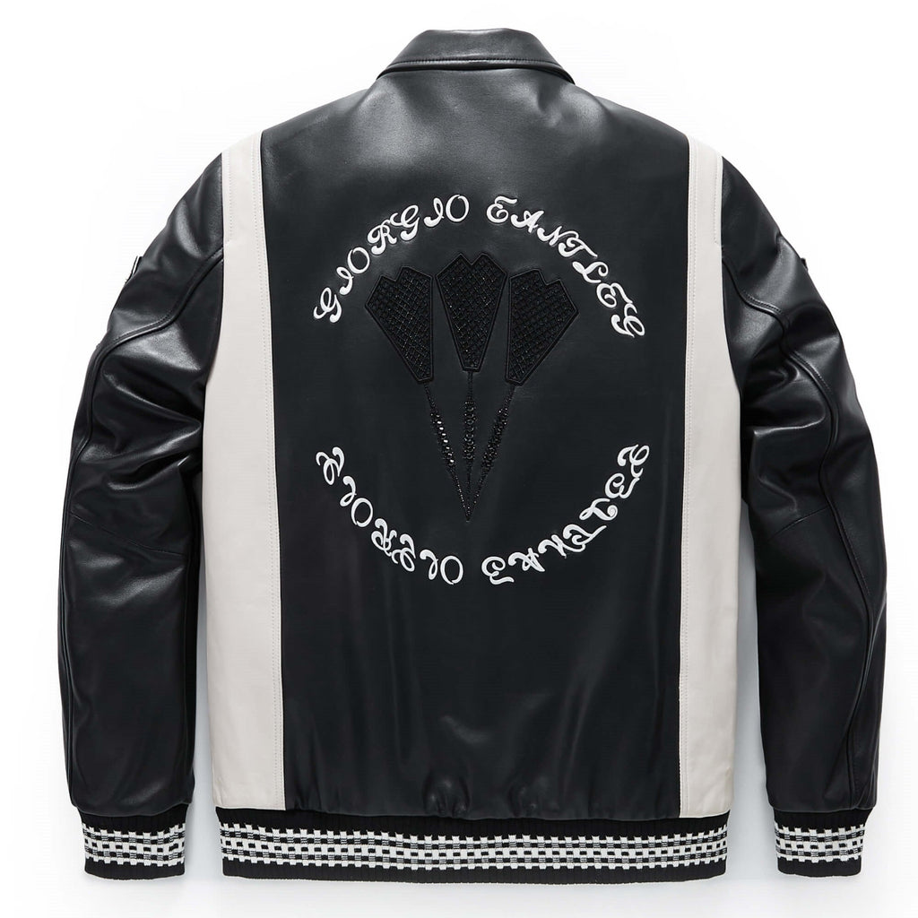 Black Zippered Leather Bomber Varsity Trucker Jacket