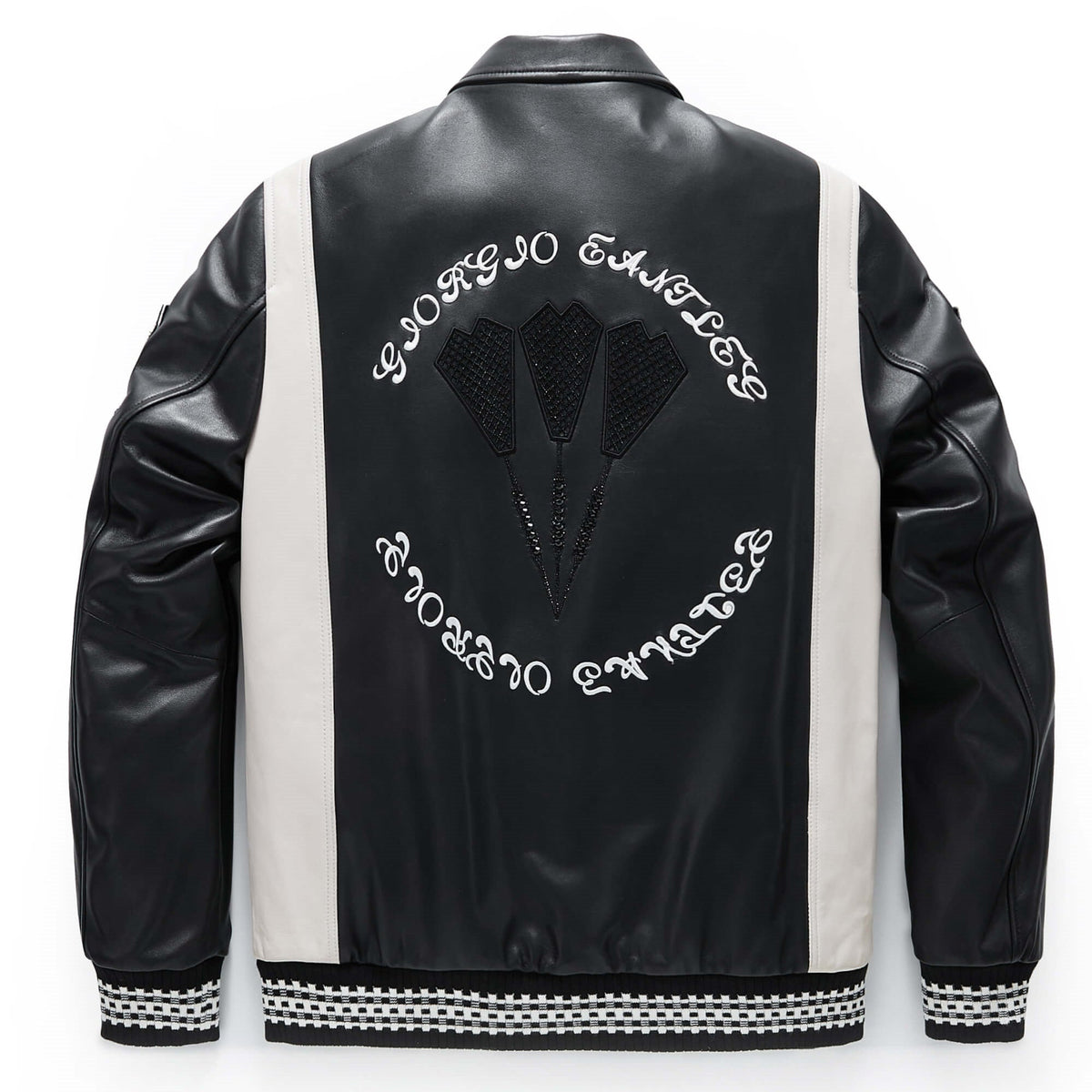 Black Zippered Leather Bomber Varsity Trucker Jacket
