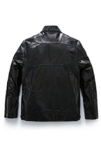 Men's Black 100% Goatskin Embroidered Racer Leather Biker Jacket