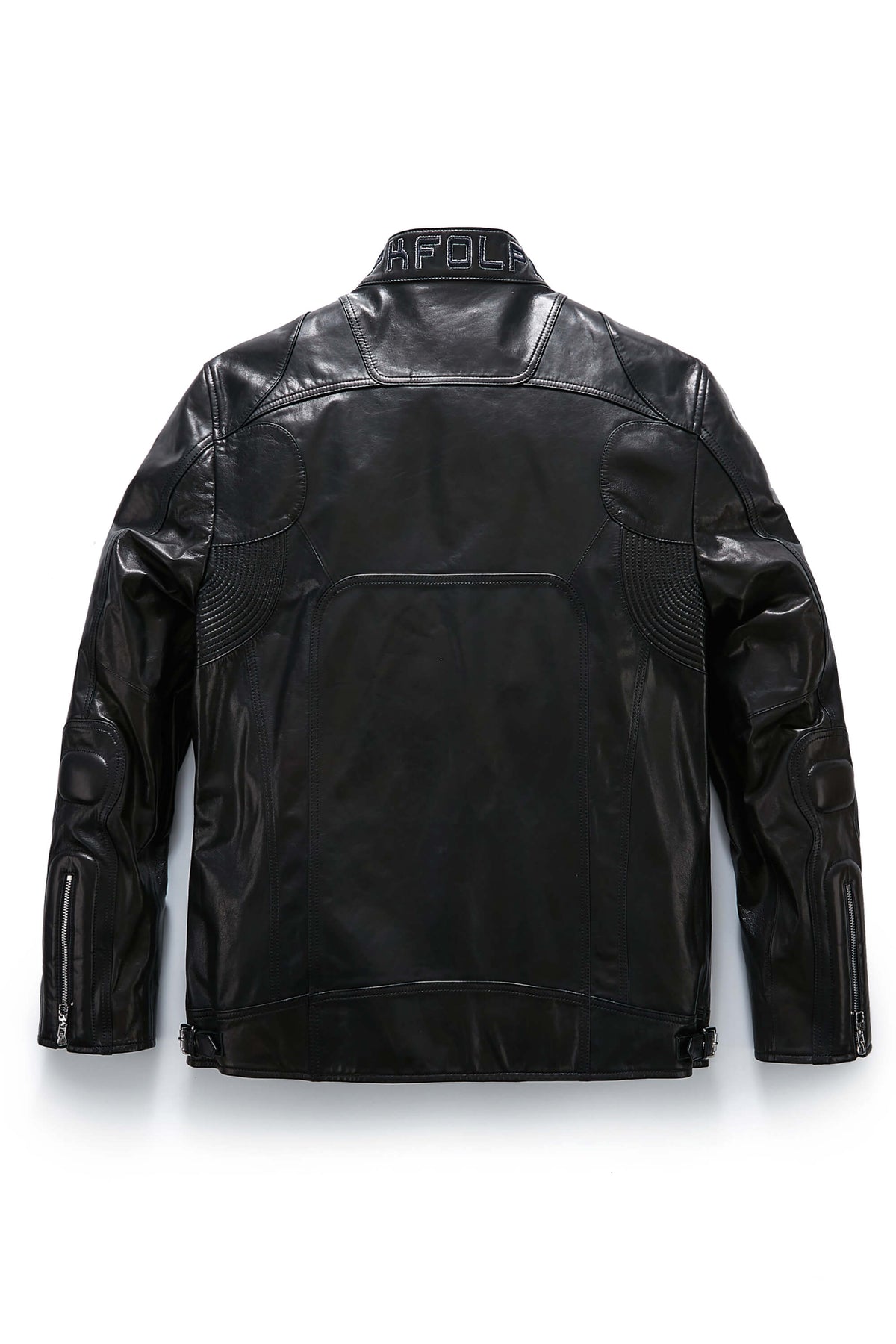 Men's Black 100% Goatskin Embroidered Racer Leather Biker Jacket