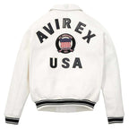 Avirex Iconic White Leather Bomber Jacket