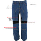 Milwaukee Leather Men's Armored Classic Fit Blue Denim Motorcycle Racing Style Pants - MDM5015