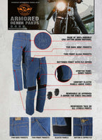 Milwaukee Leather Men's Armored Classic Fit Blue Denim Motorcycle Racing Style Pants - MDM5015
