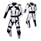MEN MOTORCYCLE LEATHER RACING BLACK/WHITE SUIT