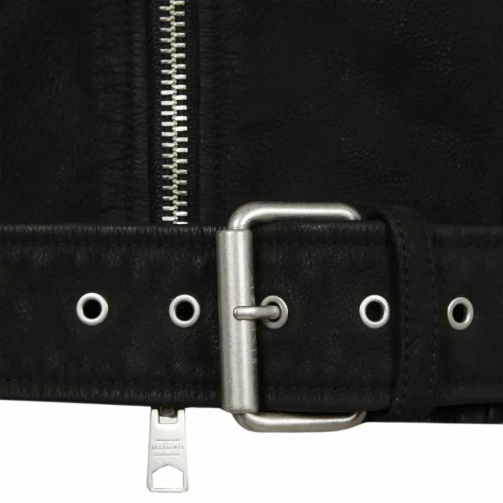 Mens Black Leather Suede Biker Jacket