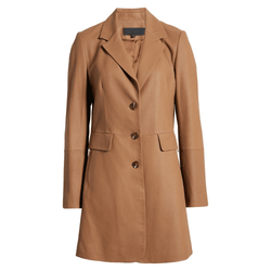 Womens Brown Long Coat Real Leather