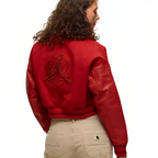 Teyana Taylor Jordan Red Cropped Varsity Jacket