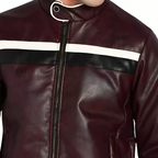 Mens Textured Classic Cafe Racer Brown Leather Jacket