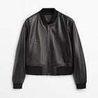 New Women Westa A-2 Black Sheepskin Leather Bomber Jacket