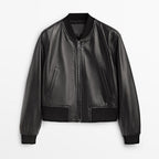 New Women Westa A-2 Black Sheepskin Leather Bomber Jacket
