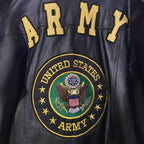 Mens Black Army Leather Bomber Jacket