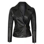 Womens Black Asymmetrical Leather Jacket