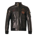Black Patched Goatskin Casual Moto Biker Jacket