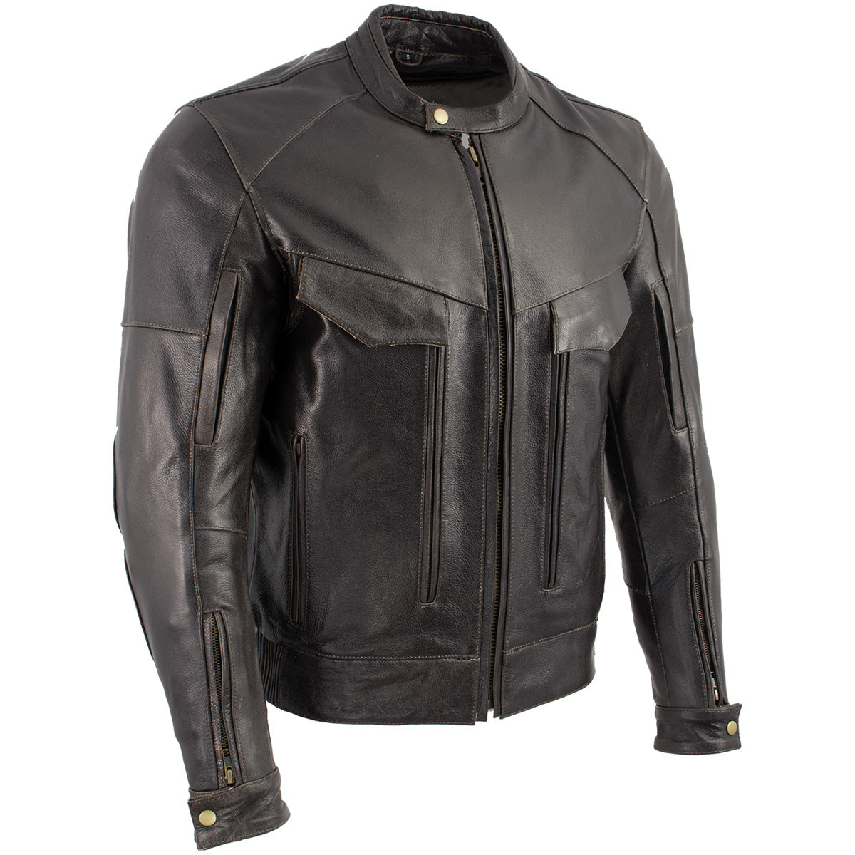 Milwaukee Leather Men's Classic Retro Distressed Brown Leather Jacket with CE Armor Protection - LKM17006