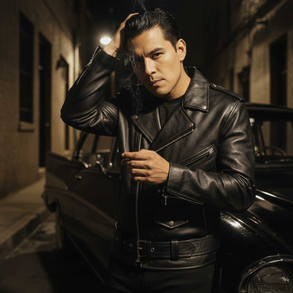 Event Leather EL5411 Men's Black Classic Side Lace Motorcycle Leather Jacket – Motorcycle Riding Jackets