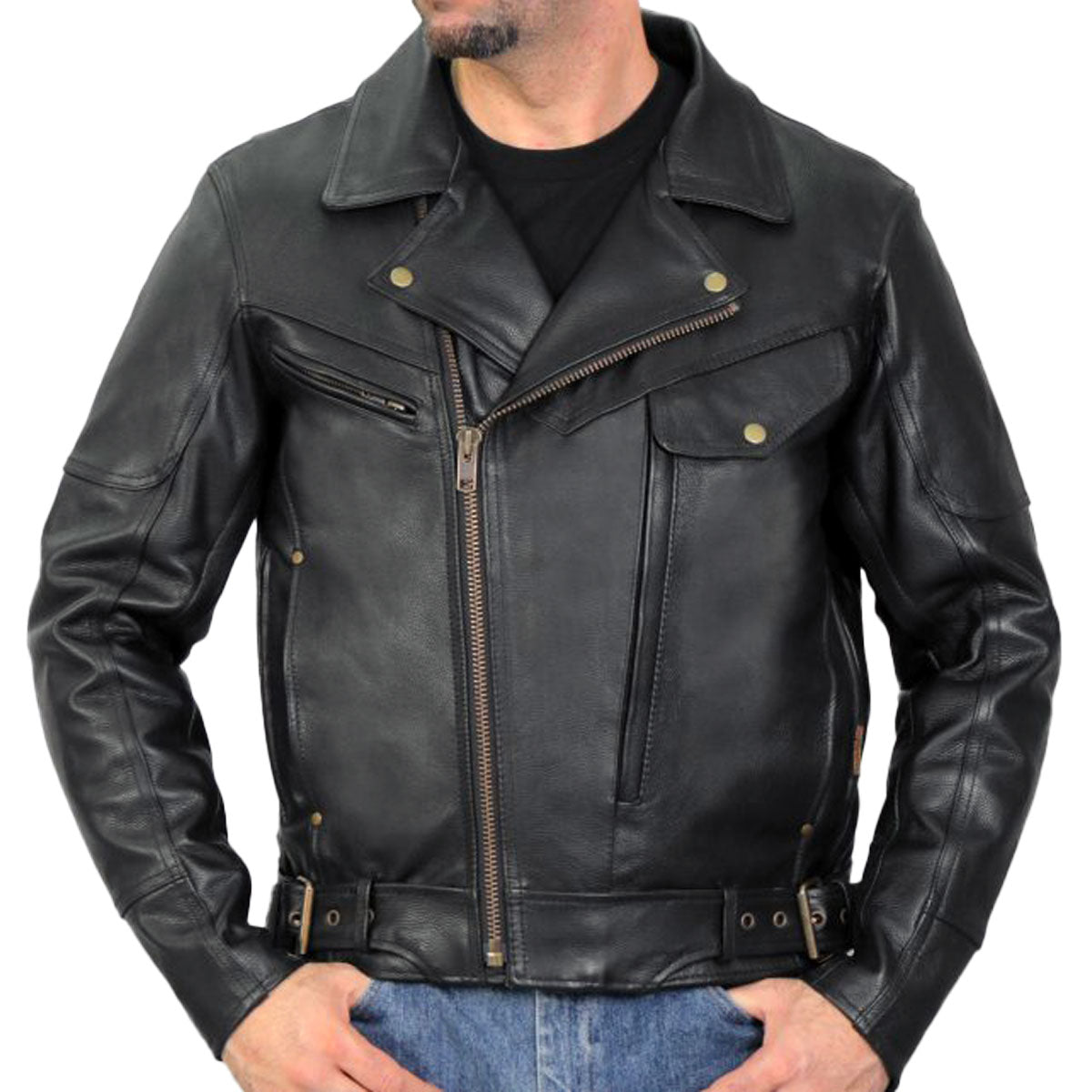 Hot Leathers Men's Ironbound Leather Motorcycle Jacket - JKM1022