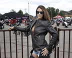 Hot Leathers Ladies Silver Fringe Black Leather Motorcycle Jacket - JKL1028