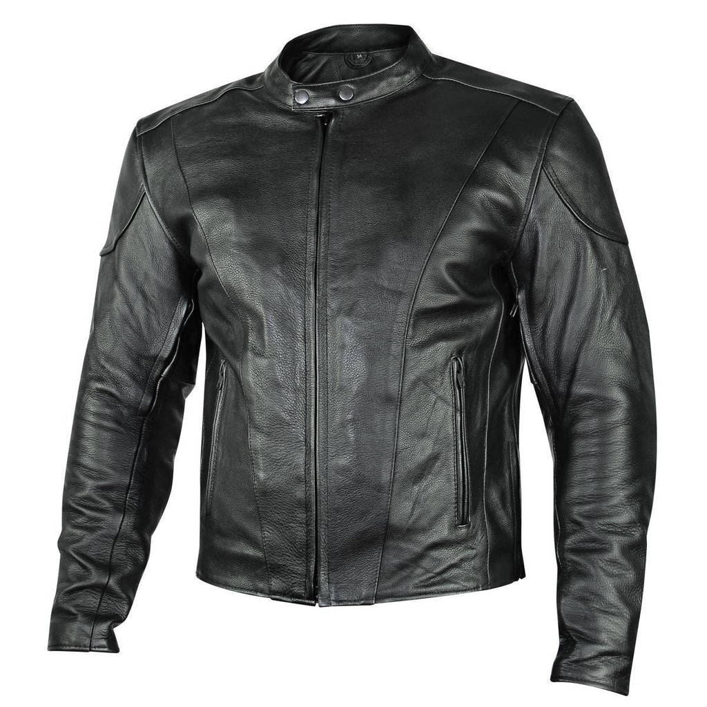 Milwaukee Leather Men's Premium Black Leather Motorcycle Riders Jacket with CE Armor Protection - LKM17003