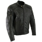 Milwaukee Leather Men's Premium Black Leather Racer Style Motorcycle Jacket with CE Armor - LKM17005