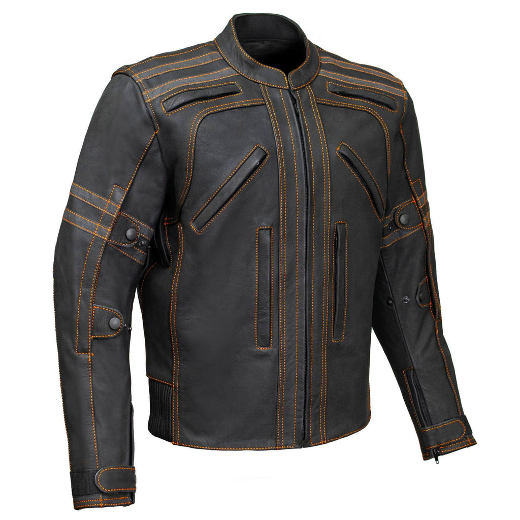 Milwaukee Leather Men's Matte Black 'Street' CE Armored Motorcycle Vented Jacket - Reflective - LKM17012