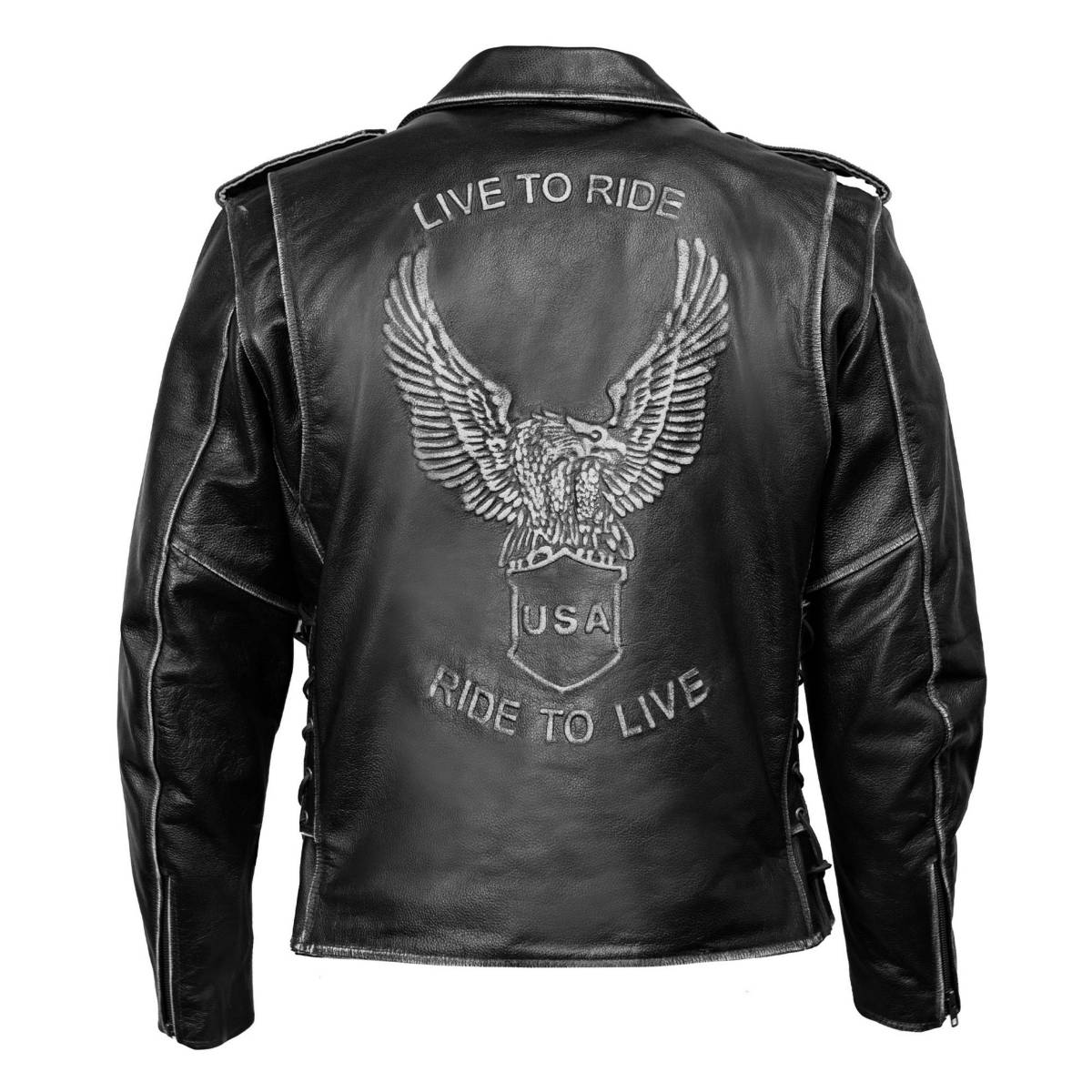 Milwaukee Leather Men's Live to Ride Classic Black Premium Leather CE Armored Motorcycle Jacket - Side Lace - LKM1706