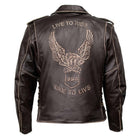 Milwaukee Leather Men's Live to Ride Classic Retro Brown Premium Leather CE Armored Motorcycle Jacket - Side Lace - LKM1707