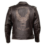 Milwaukee Leather Men's Live to Ride Classic Retro Brown Premium Leather CE Armored Motorcycle Jacket - Side Lace - LKM1707