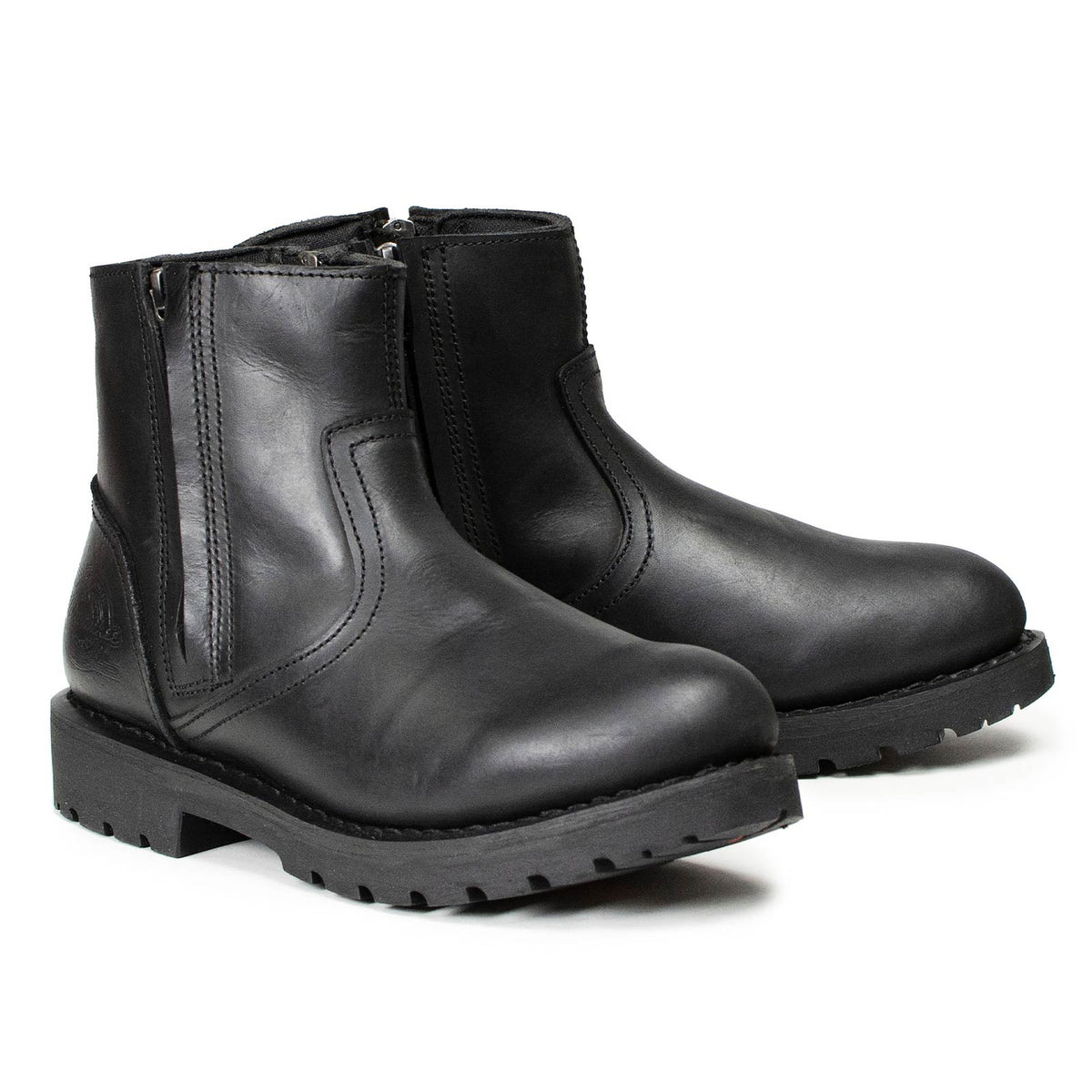 MMCC Men's Kickstart Black Leather Motorcycle Boots - MBM9009