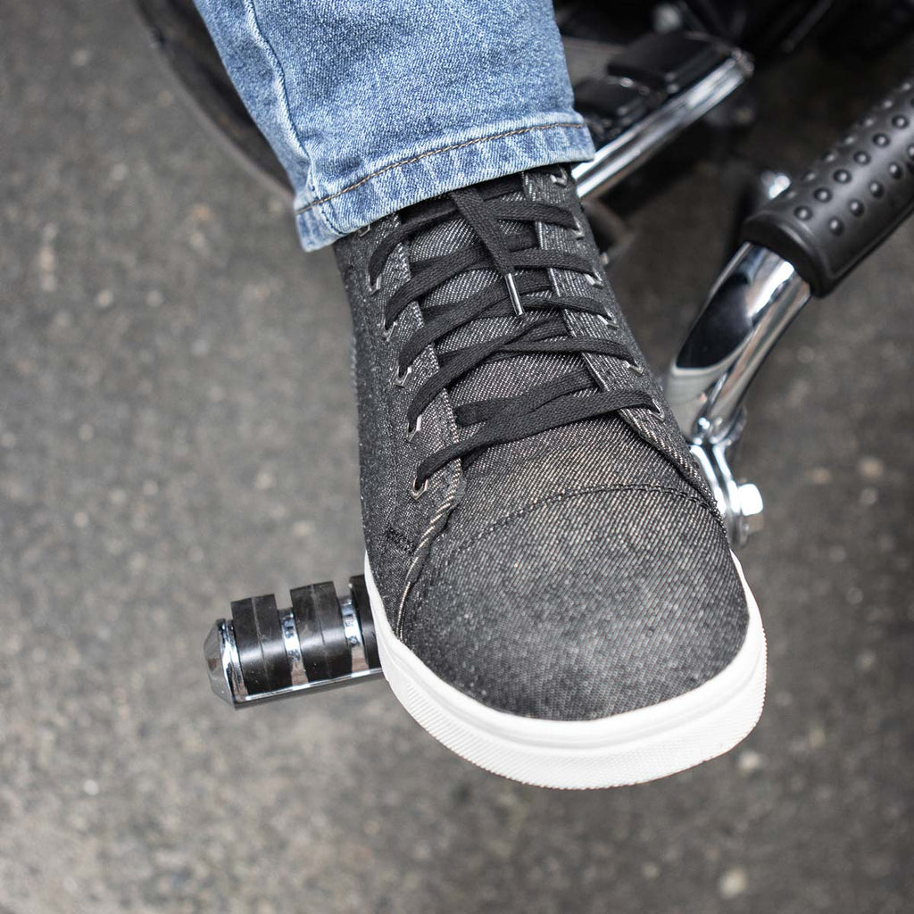 Milwaukee Leather Men's Threadshift Black Canvas Reinforced Street Riding Shoes - MBM9108