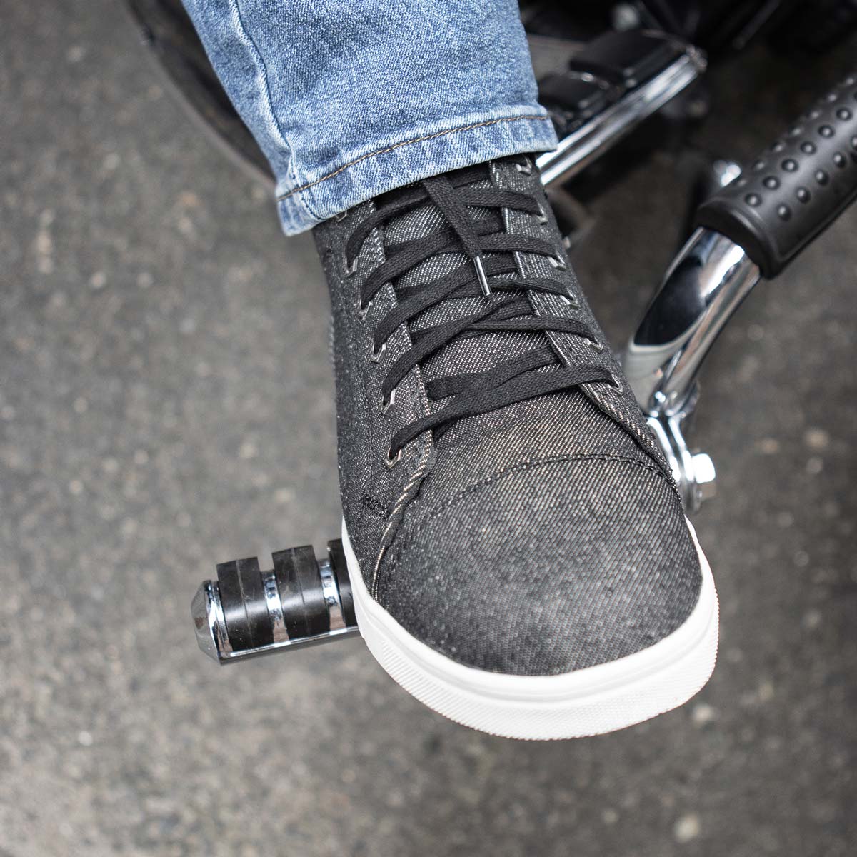 Milwaukee Leather Men's Threadshift Black Canvas Reinforced Street Riding Shoes - MBM9108