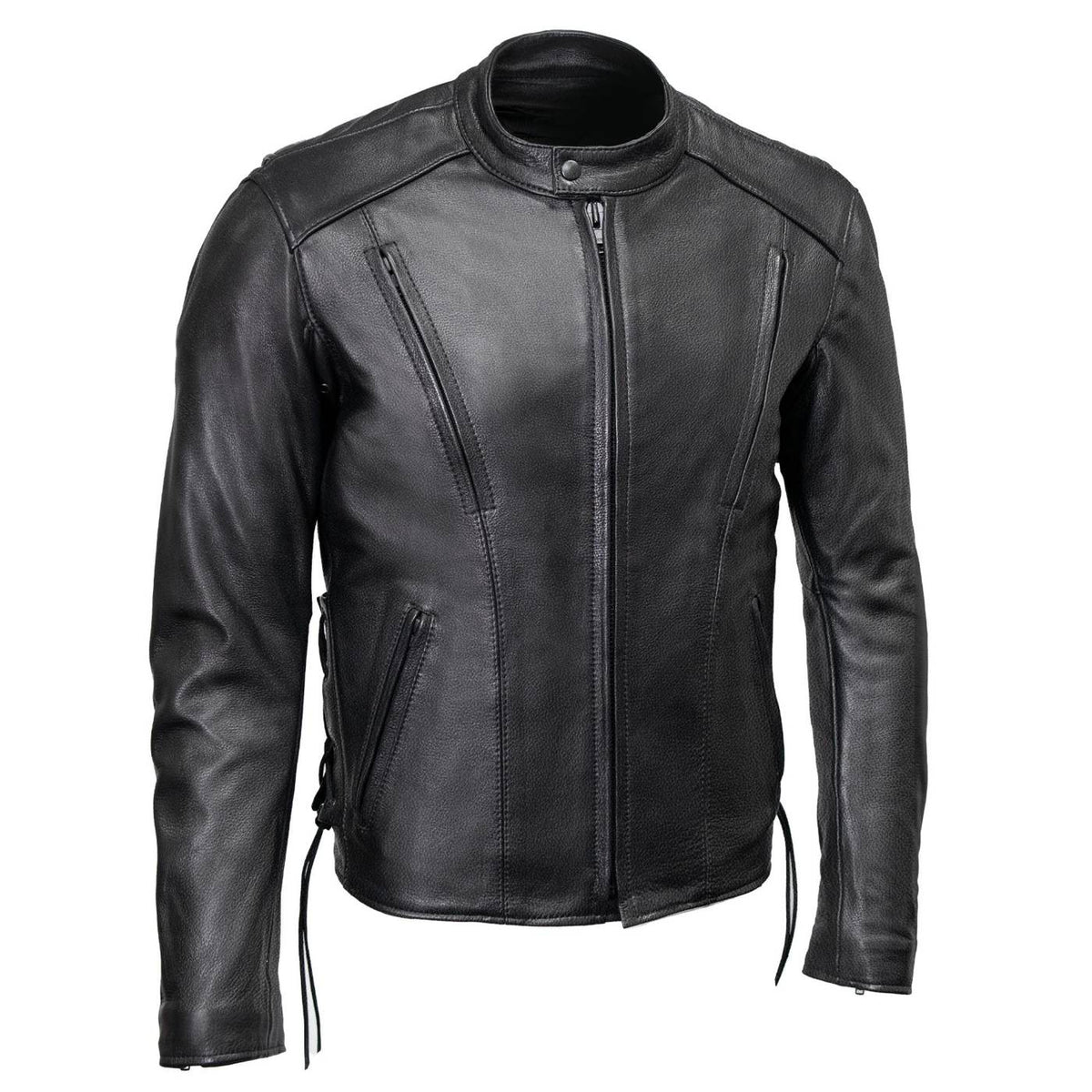 Milwaukee Leather USA MADE MLJKM5002 Men's Black Air Stream Vented Premium Leather Motorcycle Jacket with Side Laces