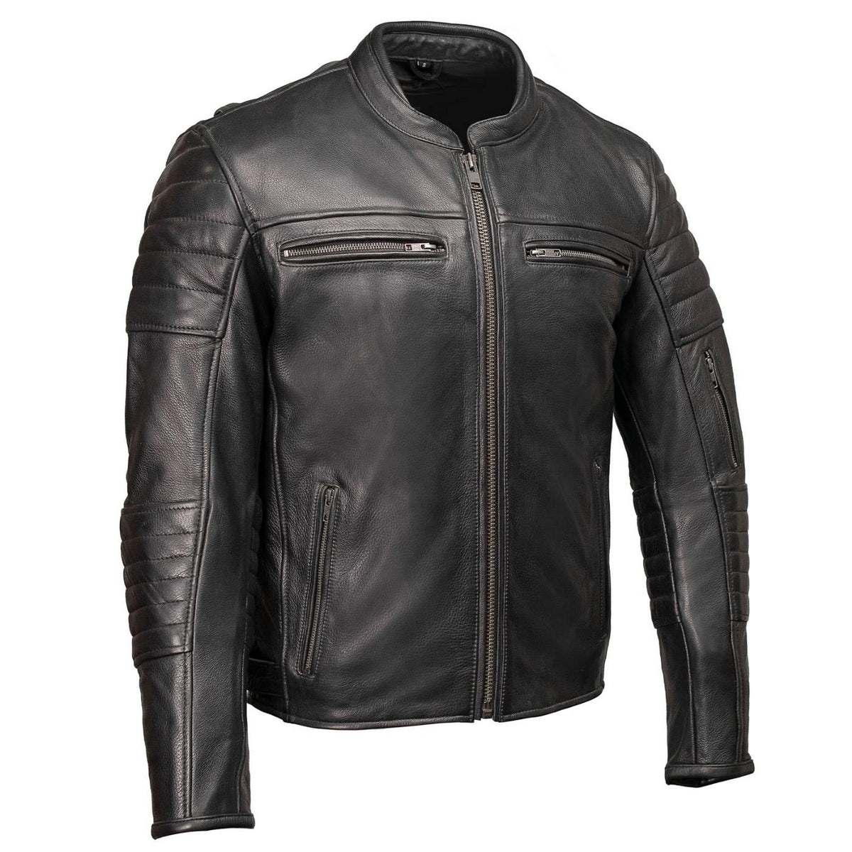 MMCC Men's Contender Black Leather Motorcycle Jacket - MMC10001