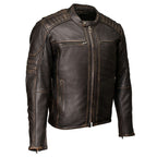 MMCC Men's Anarchy Brown Leather Motorcycle Jacket - MMC10004