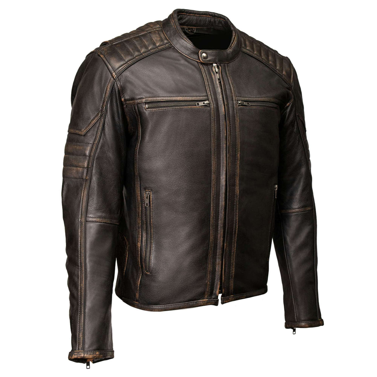 MMCC Men's Anarchy Brown Leather Motorcycle Jacket - MMC10004