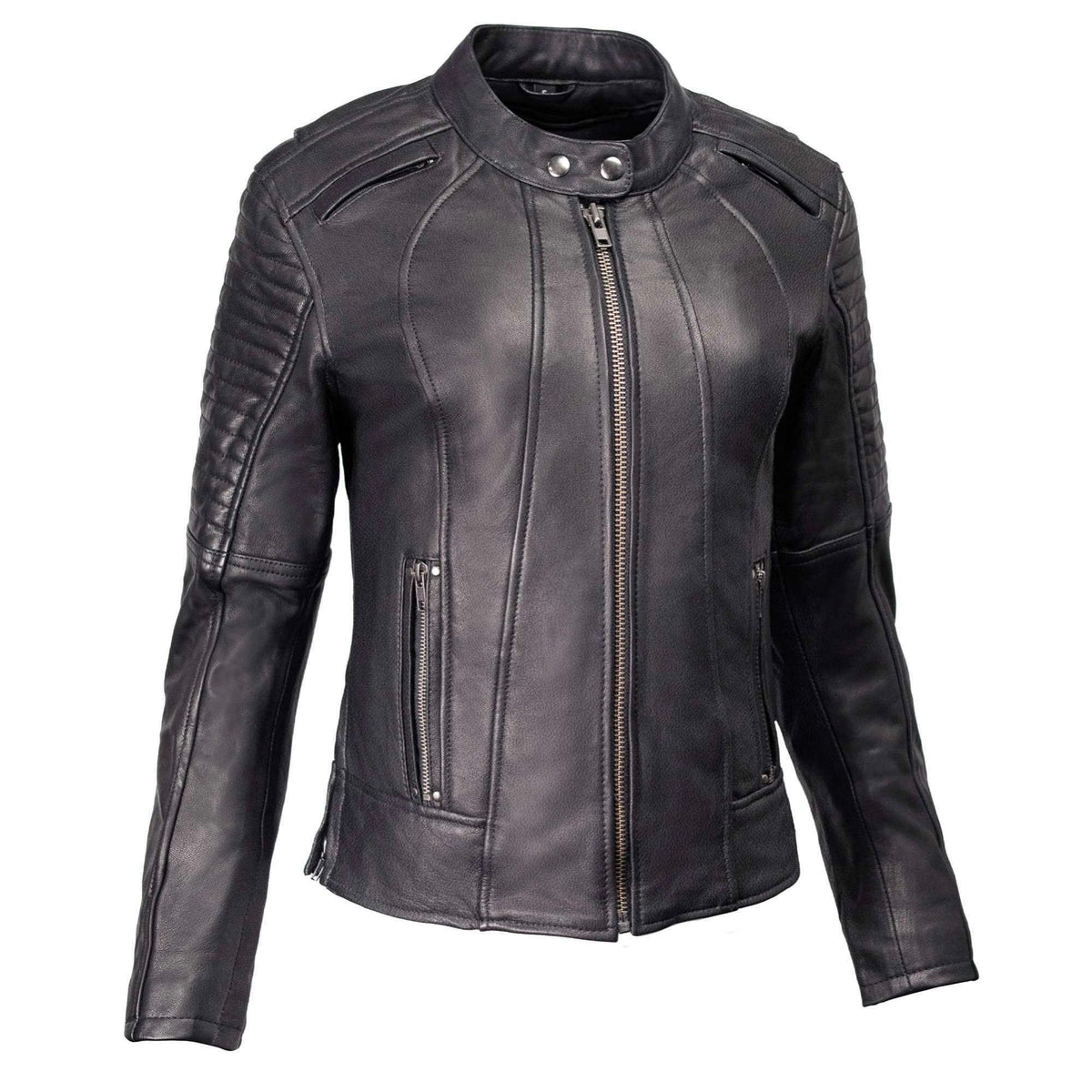 MMCC Women's Foxy Black Leather Motorcycle Jacket - MMC20000