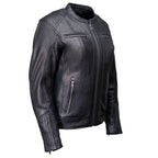 MMCC Women's Rebel Black Leather Motorcycle Jacket - MMC20002