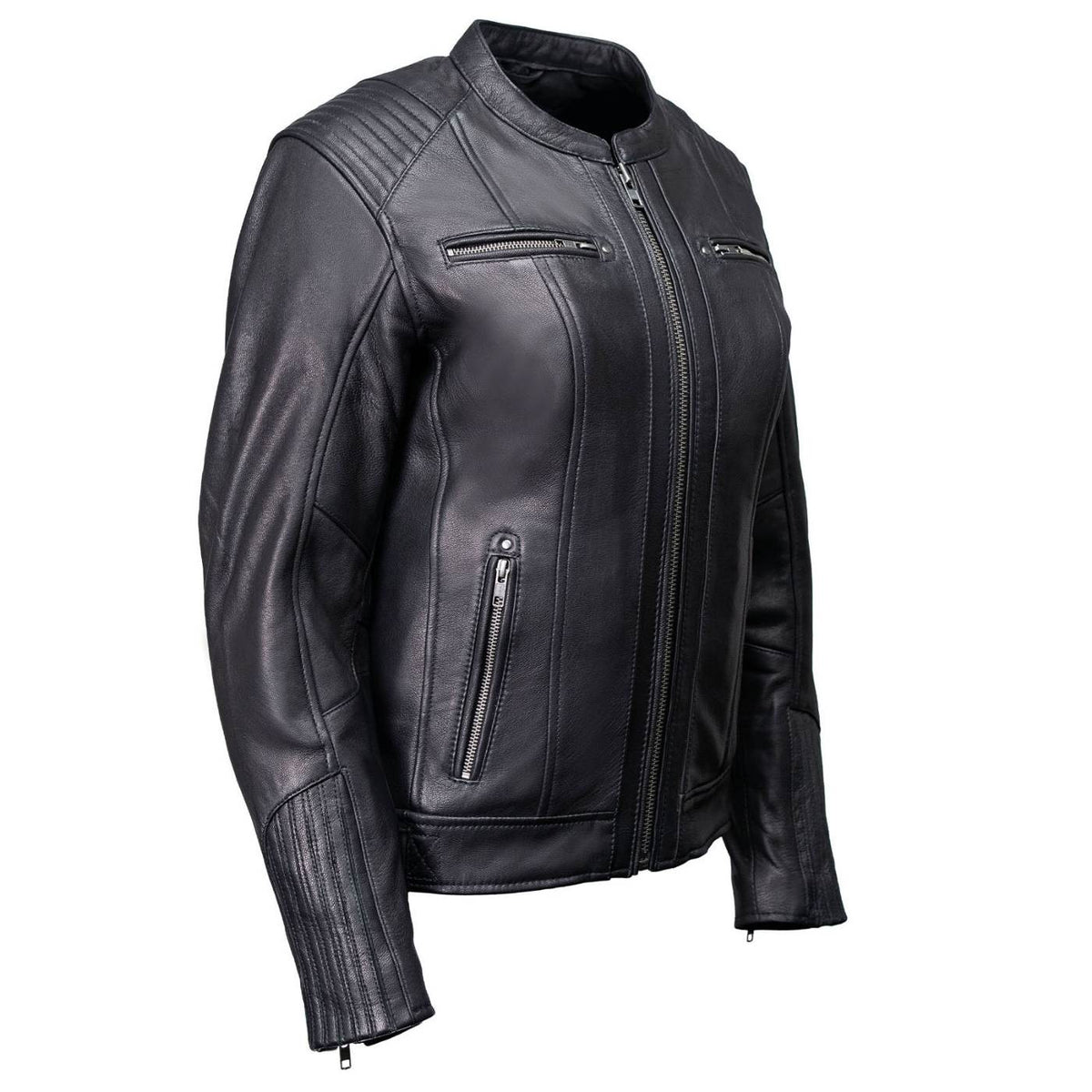 MMCC Women's Rebel Black Leather Motorcycle Jacket - MMC20002