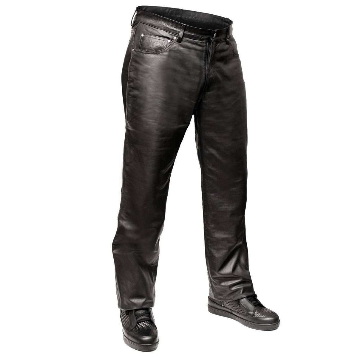 MMCC Men's Branson Black Leather Motorcycle Pants - MMC50000