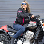 Milwaukee Leather MPL2794 Black and Pink Mesh/Textile Armored Motorcycle Racer Jacket for Women - All Season Jackets