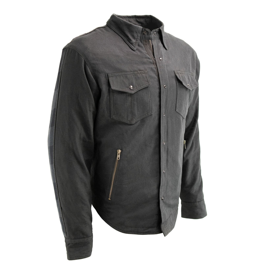 Milwaukee Leather Men’s Splitline Phantom 2-Tone CE Armored Protective Flannel - Kevlar® Reinforced - MPM1670