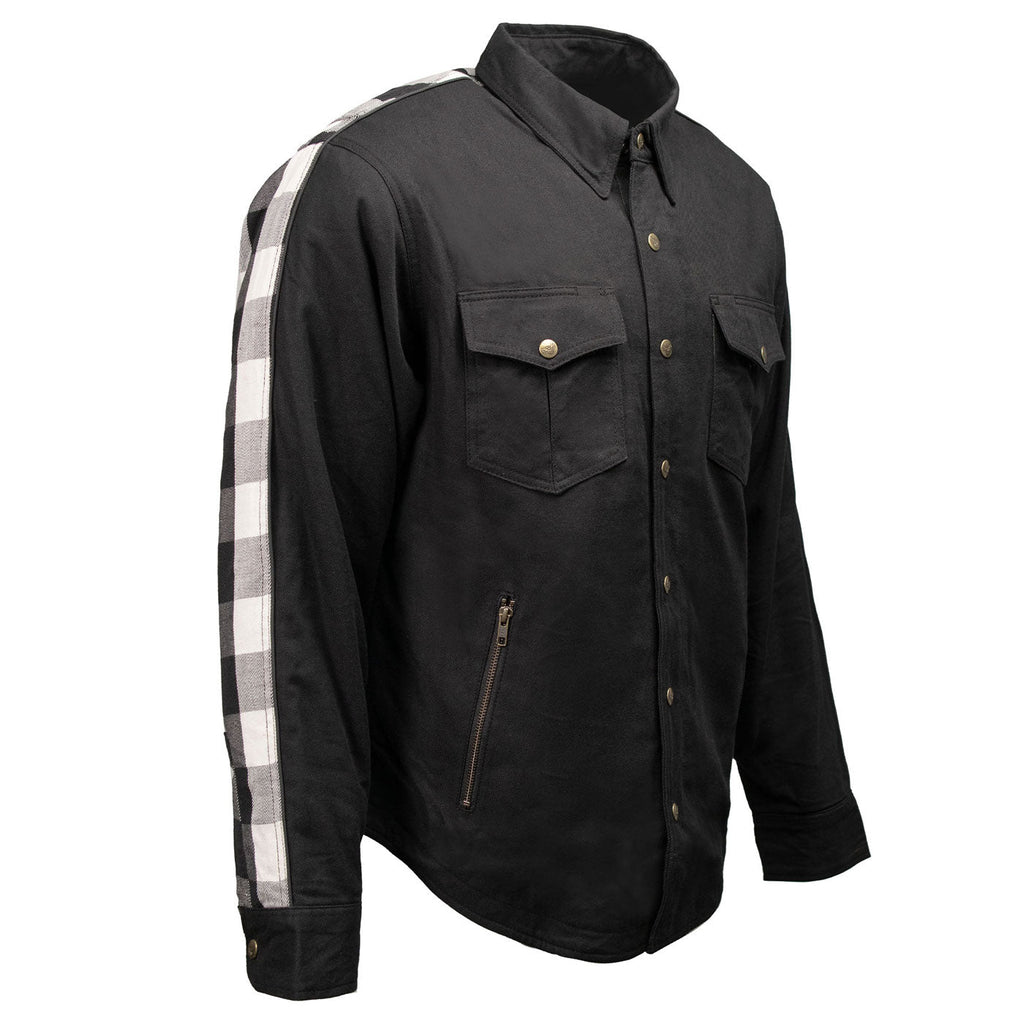 Milwaukee Leather Men’s Splitline Tundra 2-Tone CE Armored Protective Flannel - Kevlar® Reinforced - MPM1673