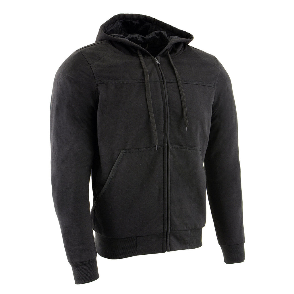 Milwaukee Leather Men's Black Streetguard Riding Hoodie - Aramid Reinforced with CE Shoulder and Elbow Armor - MPM1788