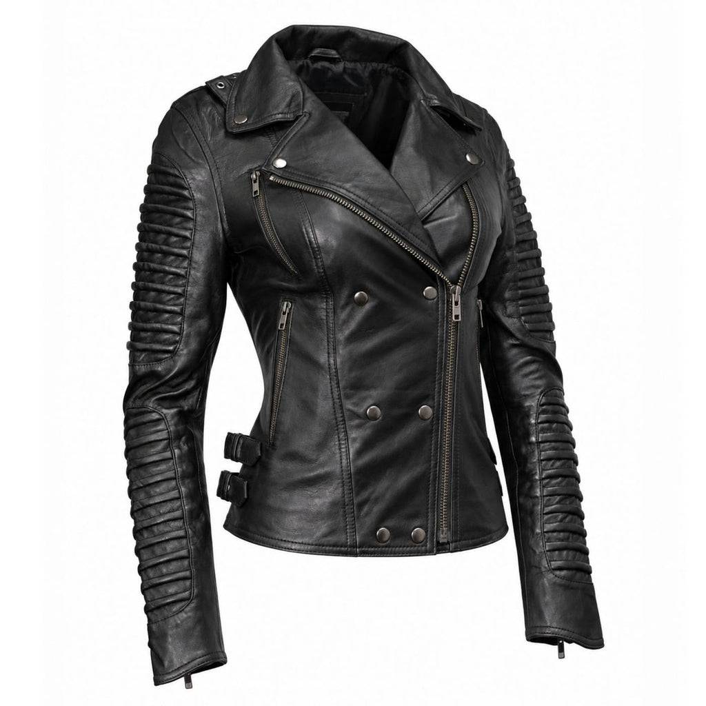 Milwaukee Leather Women's Velvet Vixen Black Naked Lambskin Moto Jacket - SFL2802
