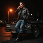 Milwaukee Leather SFM1820 Men's Classic 'JD' Black Lambskin Leather Jacket with Zipper Closure